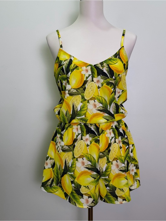 Show Me Your MuMu Dresses & Skirts - Show Me Your Mumu Size S Lemon Print Spaghetti Strap Romper - Yellow Green